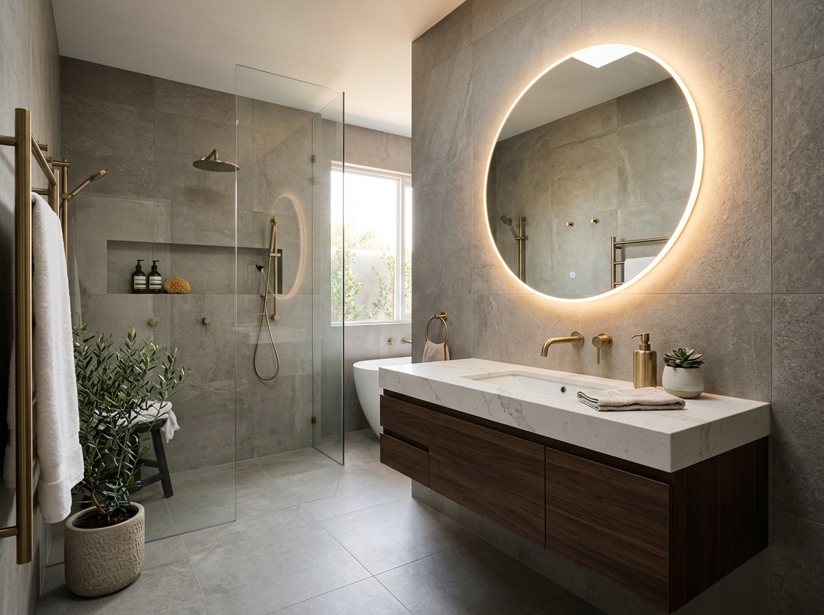 Bathroom Vanity & Interiors by Happy Homes Interiors Coimbatore